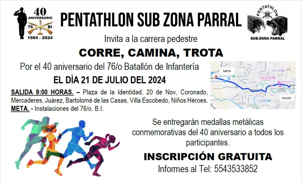 Celebrará el 76 Batallón de Infantería su 40 aniversario con carrera&nbsp;pedestre