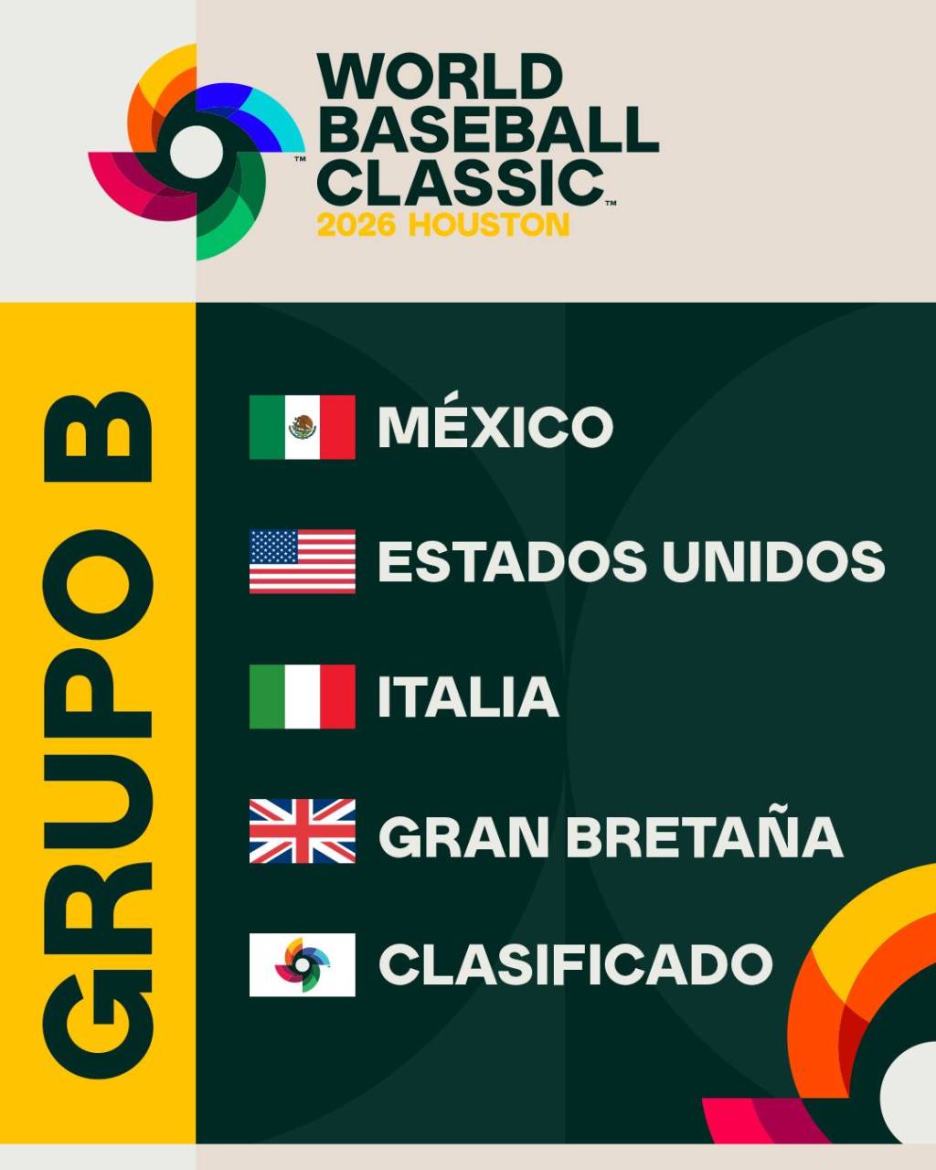 Anuncian fechas y grupos para el Clásico Mundial Béisbol del&nbsp;2026