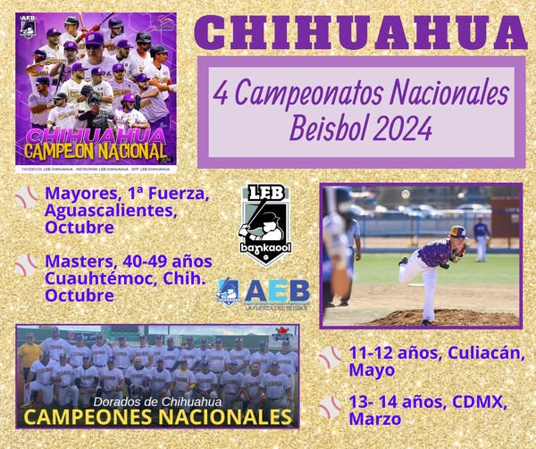 Chihuahua gana cuatro campeonatos nacionales de beisbol en el&nbsp;2024
