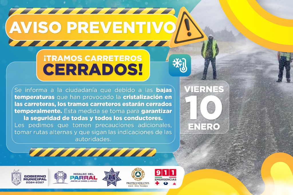 Cierran tramo carretero Parral-Vía Corta por caída de&nbsp;nieve