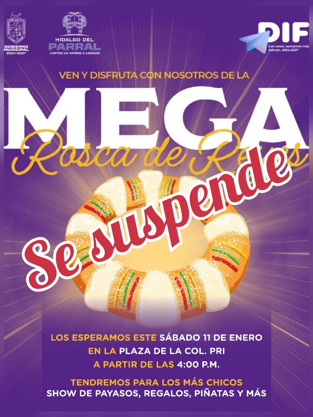 Suspende Gobierno de Parral Rosca de Reyes en la colonia PRI por descenso de&nbsp;temperaturas