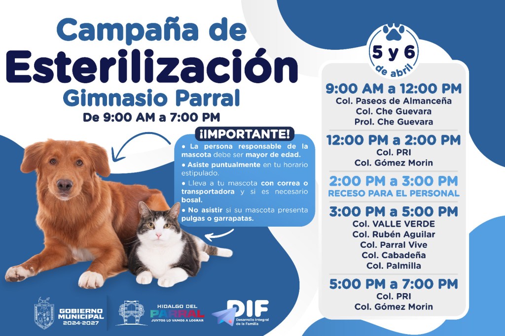 Este próximo 5 y 6 de abril se llevará a cabo la Campaña de&nbsp;Esterilización