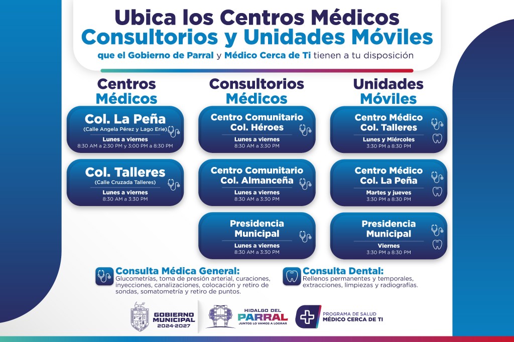 “Médico Cerca de Ti” anuncia horarios y centros de atención en&nbsp;Parral.