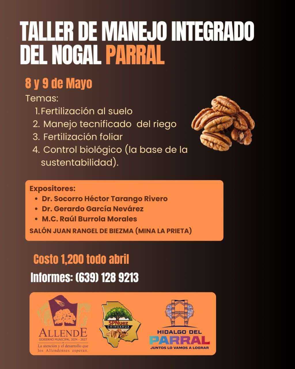 Gobierno de Parral convoca al taller para el correcto manejo del&nbsp;nogal