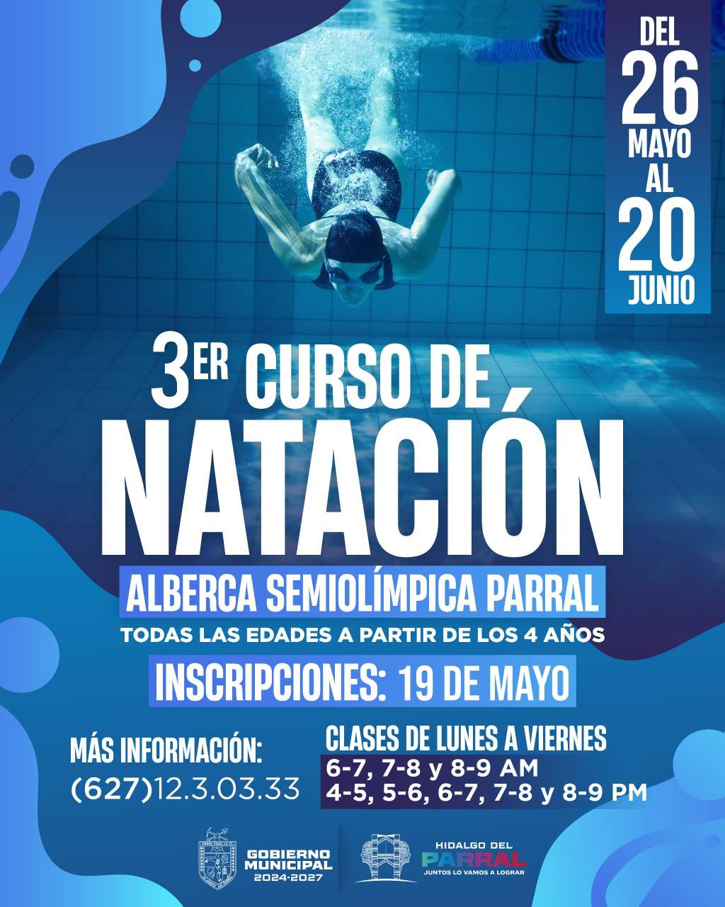 Gobierno de Parral invita al tercer curso de&nbsp;natación
