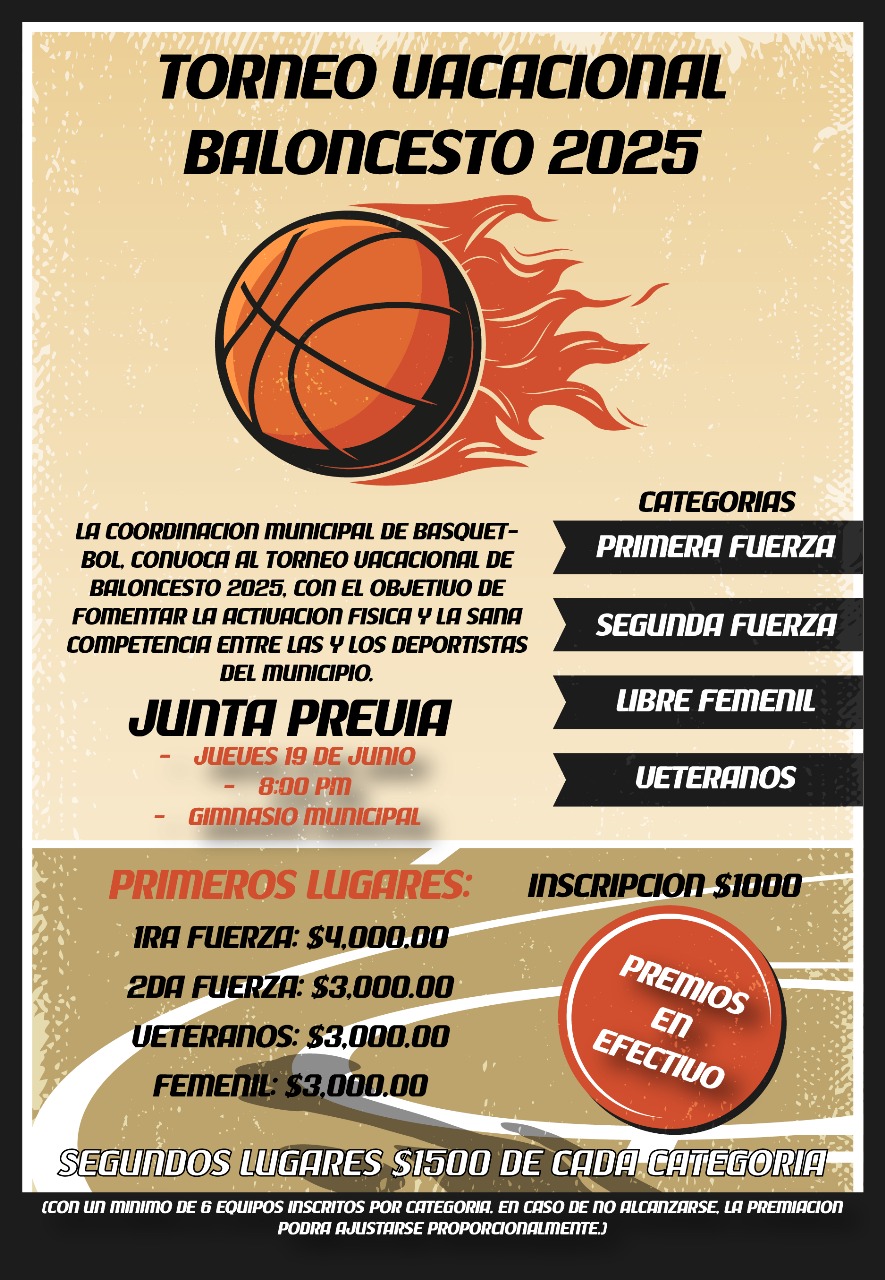 Invitan al torneo vacacional de baloncesto&nbsp;2025