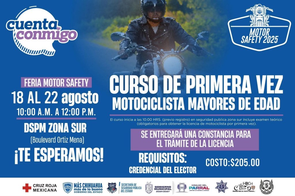 Invita Gobierno de Parral a curso para obtener licencia de conducir para&nbsp;motociclistas