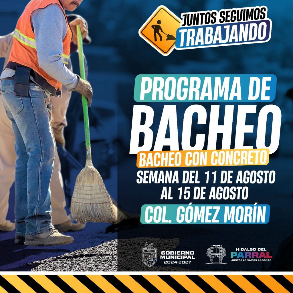 Gobierno de Parral anuncia jornada de bacheo del 11 al 15 de agosto en cinco&nbsp;colonias