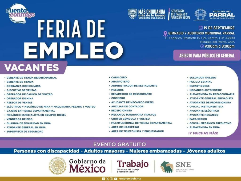 Gran Feria del Empleo 2025 este viernes en&nbsp;Parral